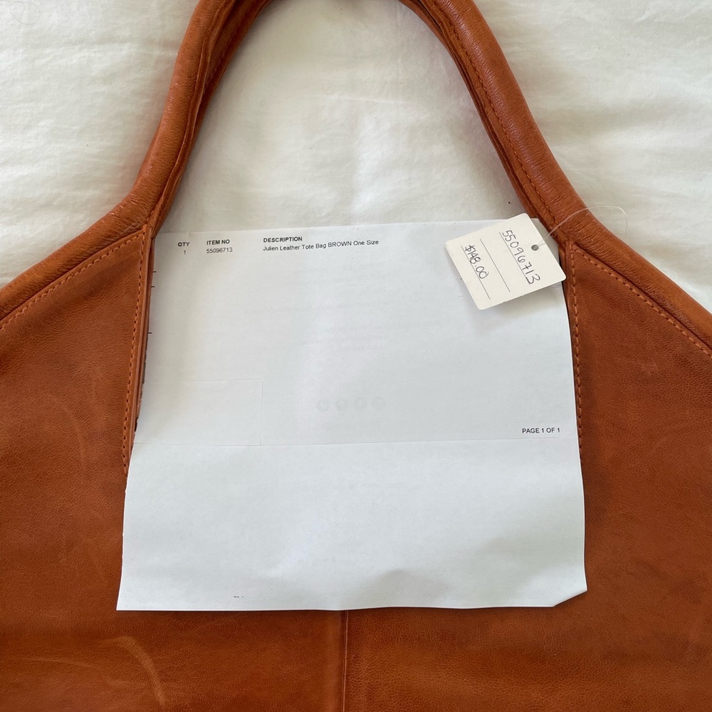 Anthropologie Round Leather Tote in Cognac Brown - Picture 5 of 6